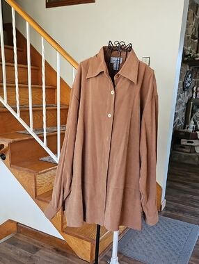 👚Jane Ashley Suede Button-Front Shirt